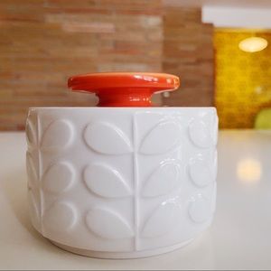 NEW Orla Kiely Ceramic Raised Stem Sugar Bowl Orange/Cream
